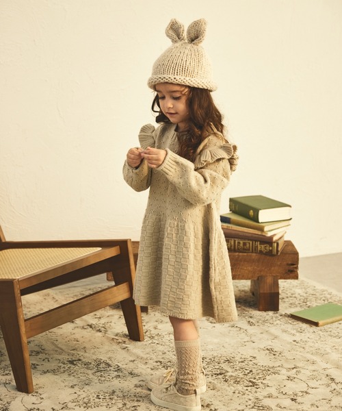 sea and shells by pairmanon(シーアンドシェルズバイペアマノン)の「【sea and shells by pairmanon】肩フリル 切り替え ニット ワンピース(その他ベビーウェア・キッズ・ベージュ/オレンジ/ブラウン・110/100/80/90)」の11枚目の写真