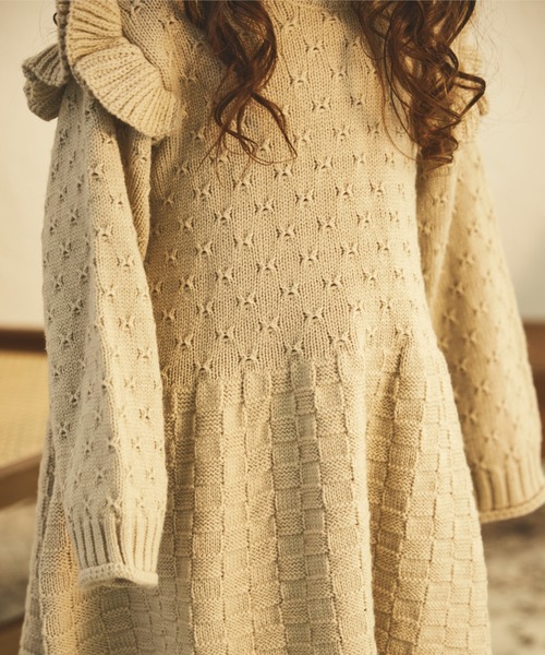 sea and shells by pairmanon(シーアンドシェルズバイペアマノン)の「【sea and shells by pairmanon】肩フリル 切り替え ニット ワンピース(その他ベビーウェア・キッズ・ベージュ/オレンジ/ブラウン・110/100/80/90)」の17枚目の写真