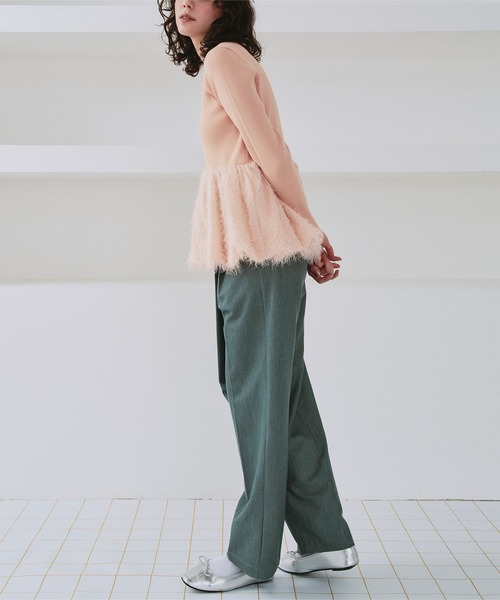 titivate（ティティベイト）の「ドッキングペプラムニットトップス（ニット/セーター・レディース・ブラック/ライトグレー/オレンジ・S/M/L）」の19枚目の写真