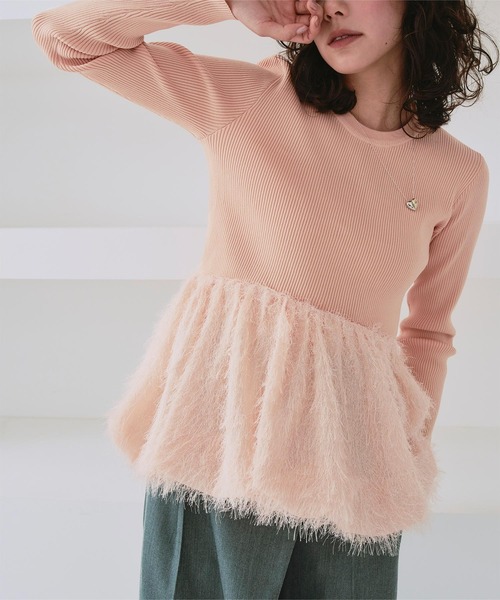 titivate（ティティベイト）の「ドッキングペプラムニットトップス（ニット/セーター・レディース・ブラック/ライトグレー/オレンジ・S/M/L）」の20枚目の写真