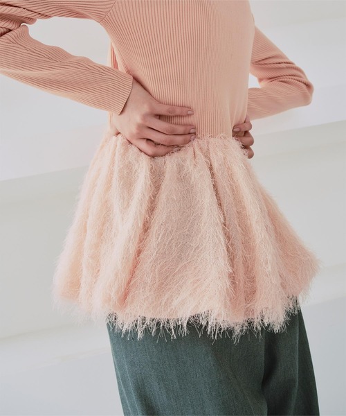 titivate（ティティベイト）の「ドッキングペプラムニットトップス（ニット/セーター・レディース・ブラック/ライトグレー/オレンジ・S/M/L）」の21枚目の写真