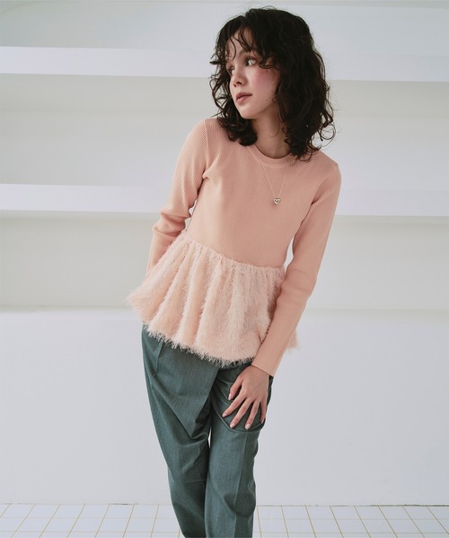 titivate（ティティベイト）の「ドッキングペプラムニットトップス（ニット/セーター・レディース・ブラック/ライトグレー/オレンジ・S/M/L）」の22枚目の写真