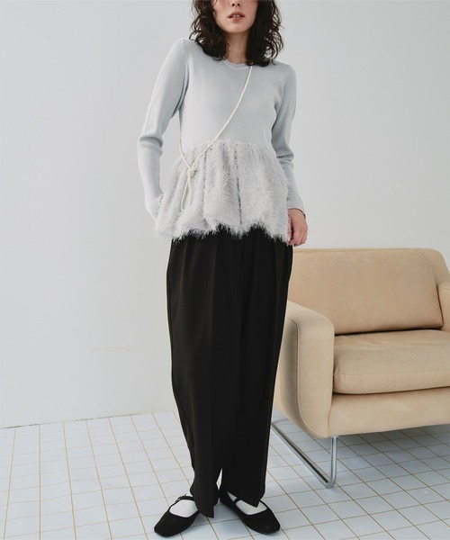 ドッキングペプラムニットトップス（ニット/セーター）｜titivate