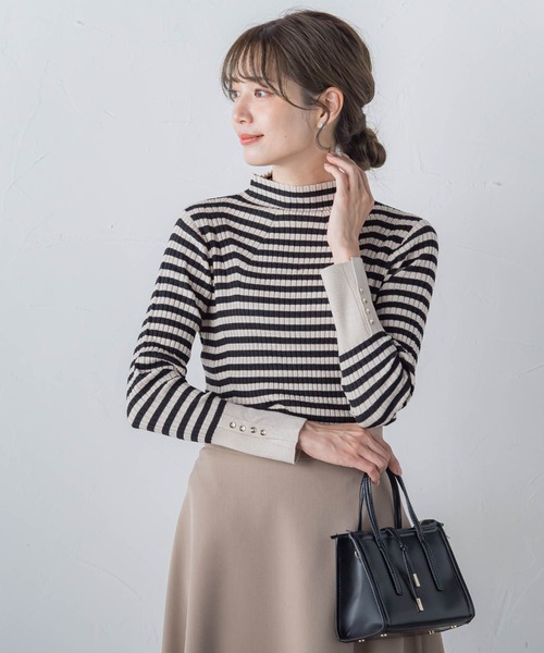 ketty(ケティ)の「ヒートハイネックプルオーバー≪手洗い可能≫(ニット/セーター・レディース・レッド/パープル/アイボリー/ブラック/オフホワイト/ブラウン・M)」の3枚目の写真