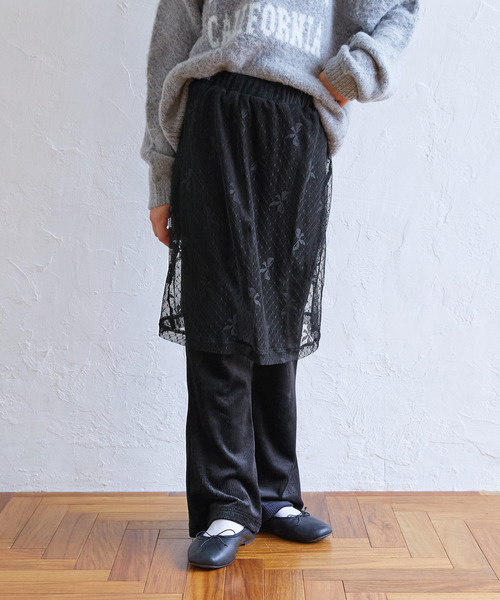 coca(coca)(コカ)の「キッズ チュールスカートレイヤードパンツ(その他パンツ・キッズ・アイボリー/ブラック・150/140/120/130)」の7枚目の写真
