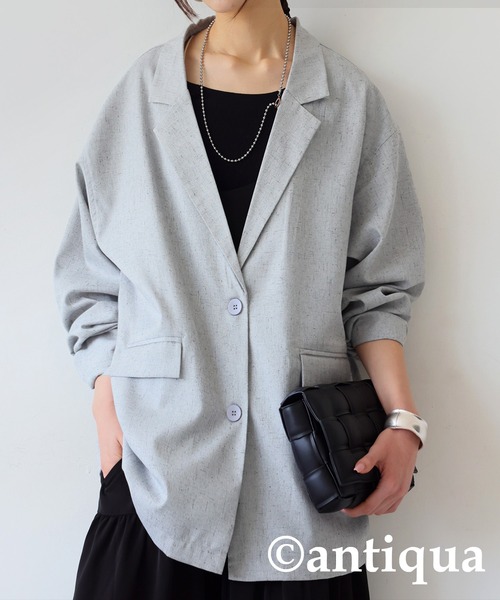 antiqua(アンティカ)の「テーラードジャケット(テーラードジャケット・レディース・ライトグレー/ナチュラル・ONESIZE)」の1枚目の写真
