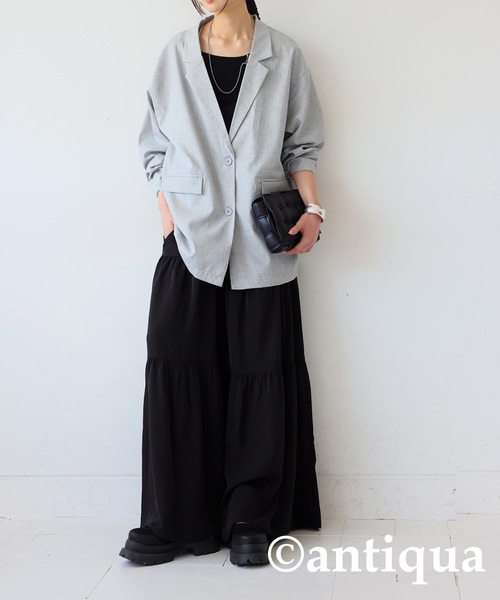 antiqua(アンティカ)の「テーラードジャケット(テーラードジャケット・レディース・ライトグレー/ナチュラル・ONESIZE)」の3枚目の写真