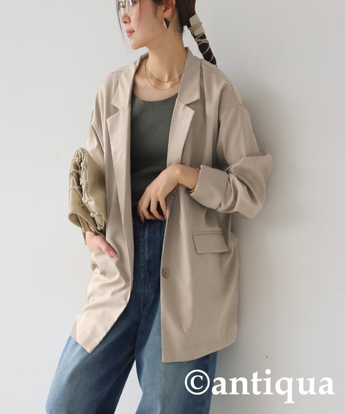 antiqua(アンティカ)の「テーラードジャケット(テーラードジャケット・レディース・ライトグレー/ナチュラル・ONESIZE)」の13枚目の写真