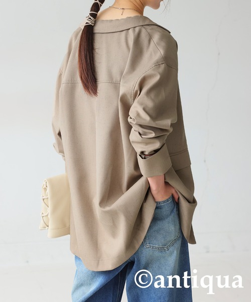 antiqua(アンティカ)の「テーラードジャケット(テーラードジャケット・レディース・ライトグレー/ナチュラル・ONESIZE)」の14枚目の写真