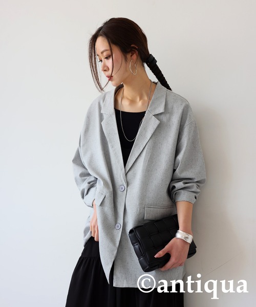 antiqua(アンティカ)の「テーラードジャケット(テーラードジャケット・レディース・ライトグレー/ナチュラル・ONESIZE)」の4枚目の写真