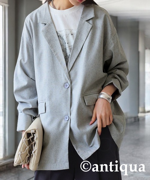 antiqua(アンティカ)の「テーラードジャケット(テーラードジャケット・レディース・ライトグレー/ナチュラル・ONESIZE)」の5枚目の写真