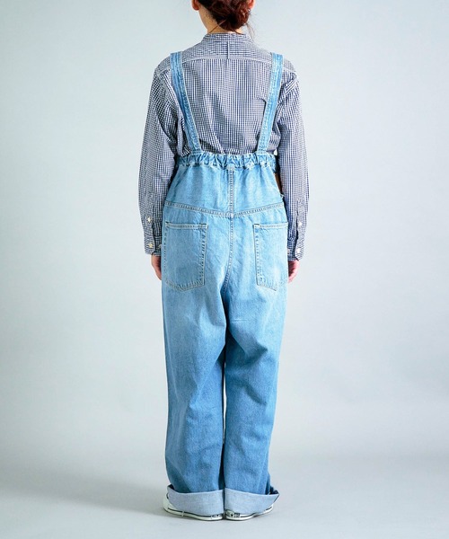 OMNIGOD（オムニゴッド）の「[OMNIGOD womens / オムニゴッド] 10ozデニム 5Pハンギングパンツ（サロペット/オーバーオール・レディース・ライトインディゴブルー・FREE）」の6枚目の写真