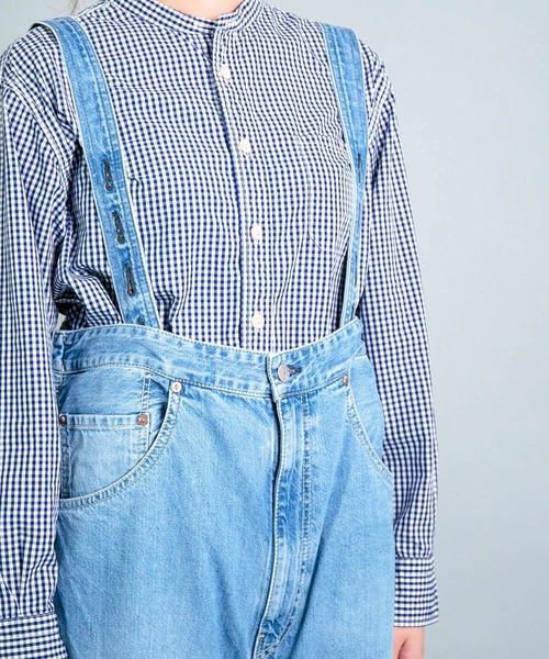 OMNIGOD（オムニゴッド）の「[OMNIGOD womens / オムニゴッド] 10ozデニム 5Pハンギングパンツ（サロペット/オーバーオール・レディース・ライトインディゴブルー・FREE）」の7枚目の写真