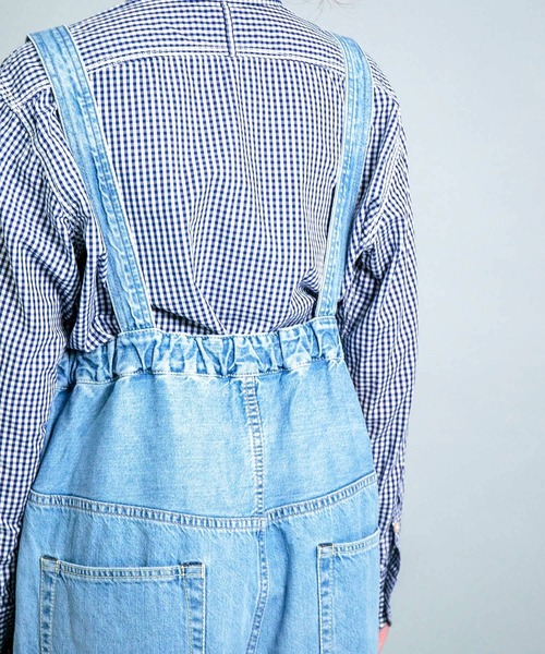 OMNIGOD（オムニゴッド）の「[OMNIGOD womens / オムニゴッド] 10ozデニム 5Pハンギングパンツ（サロペット/オーバーオール・レディース・ライトインディゴブルー・FREE）」の9枚目の写真