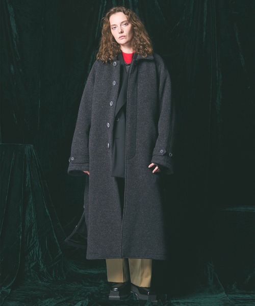 MAISON SPECIAL（メゾンスペシャル）の「《UNISEX》【Italian Dead Stock Fabric】Prime-Over Soutien Collar Coat/プライムオーバーステンカラーコート【MAISON SPECIAL/メゾンスペシャル】（ステンカラーコート・メンズ・ブラウン/カーキ/ブラック・2/1）」の4枚目の写真