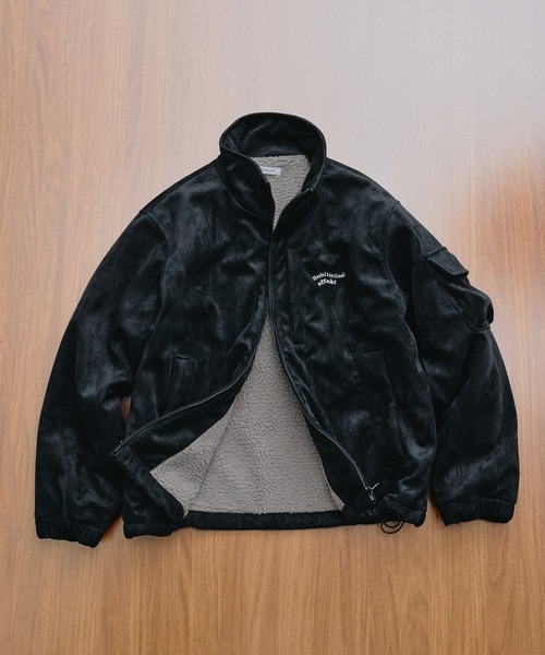 【完売品】ADORE スポンディッシュ ボンディング ブルゾン 黒 美品 ADDED STAND NECK BOA BLOUSON / スタンドネック裏ボア中綿ブルゾン