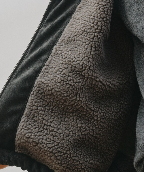 Adoon plain(アドーンプレーン)の「ADDED STAND NECK BOA BLOUSON / スタンドネック裏ボア中綿ブルゾン 【NEW COLOR】(ブルゾン・メンズ・ブラック/ネイビー/チャコールグレー/ベージュ・MEDIUM/LARGE/SMALL)」の21枚目の写真