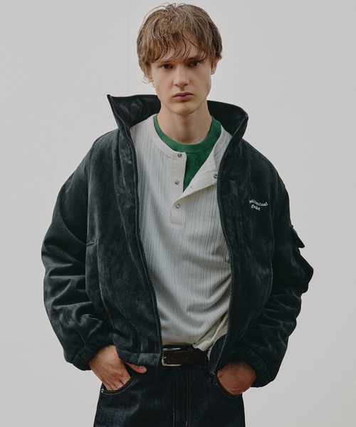 Adoon plain(アドーンプレーン)の「ADDED STAND NECK BOA BLOUSON / スタンドネック裏ボア中綿ブルゾン 【NEW COLOR】(ブルゾン・メンズ・ブラック/ネイビー/チャコールグレー/ベージュ・MEDIUM/LARGE/SMALL)」の15枚目の写真