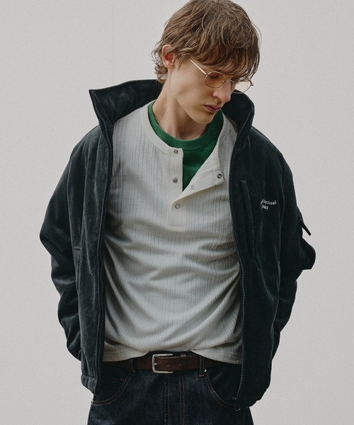 Adoon plain(アドーンプレーン)の「ADDED STAND NECK BOA BLOUSON / スタンドネック裏ボア中綿ブルゾン 【NEW COLOR】(ブルゾン・メンズ・ブラック/ネイビー/チャコールグレー/ベージュ・MEDIUM/LARGE/SMALL)」の16枚目の写真