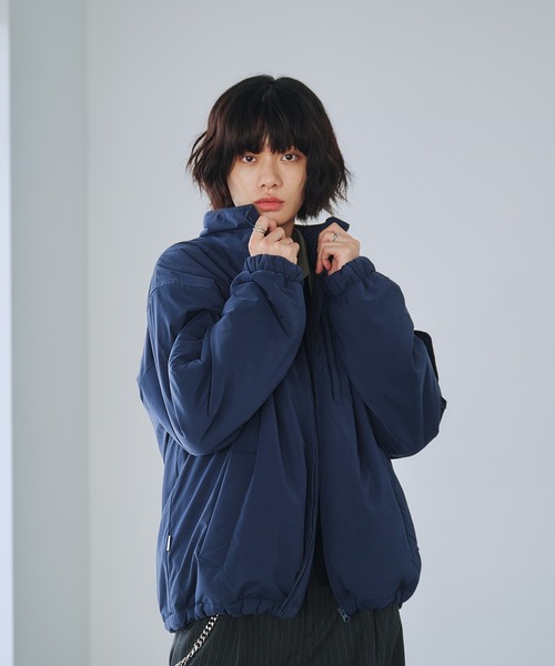 Adoon plainスタンドネック裏ボア中綿ブルゾン ADDED STAND NECK BOA BLOUSON / スタンドネック裏ボア中綿