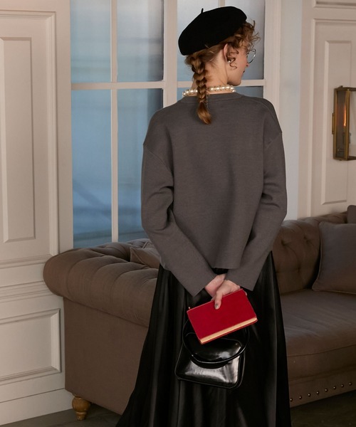 BONLECILL noir（ボンルシールノワール）の「【BONLECILL noir】パールボタンノーカラーニットジャケット／カーディガン（カーディガン/ボレロ・レディース・グレー/ネイビー/ブラック/アイボリー・FREE）」の17枚目の写真