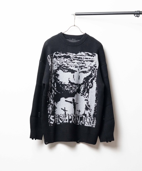 【セール】◆Bling Leads◆ダメージ加工 JQDクル-/Nニット（ニット/セーター）｜Bling Leads（ブリングリーズ）