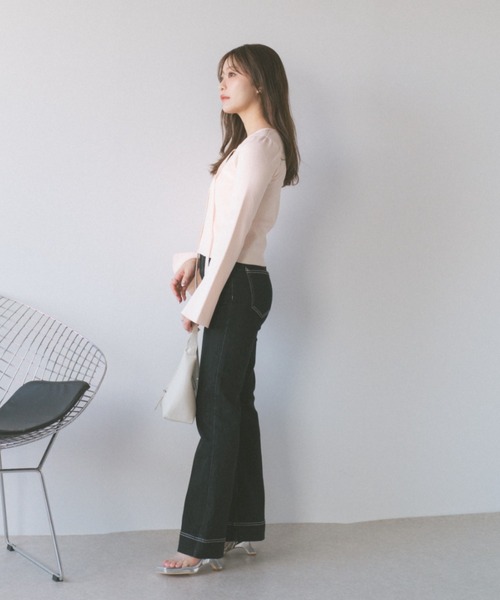 ECREL（エクレール）の「フロントホックレイヤードトップス（ニット/セーター・レディース・ベビーピンク/ライトブルー/ブラック・FREE）」の9枚目の写真