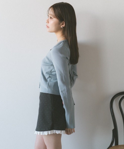 ECREL（エクレール）の「フロントホックレイヤードトップス（ニット/セーター・レディース・ベビーピンク/ライトブルー/ブラック・FREE）」の14枚目の写真