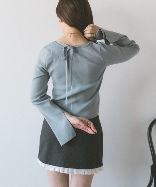 ECREL（エクレール）の「フロントホックレイヤードトップス（ニット/セーター・レディース・ベビーピンク/ライトブルー/ブラック・FREE）」の15枚目の写真