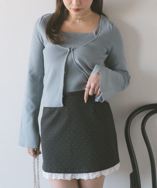 ECREL（エクレール）の「フロントホックレイヤードトップス（ニット/セーター・レディース・ベビーピンク/ライトブルー/ブラック・FREE）」の4枚目の写真