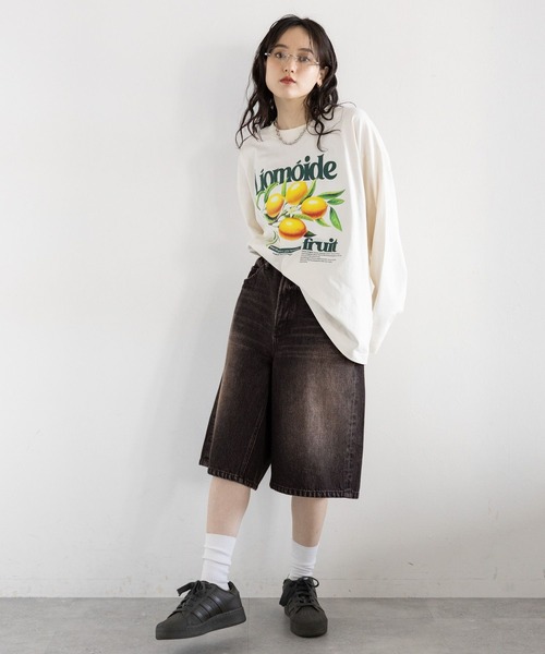 RAGEBLUE(レイジブルー)の「カモフラ/加工デニムワイドハーフパンツ(デニムパンツ・レディース・ブラック/カモフラージュ・FREE)」の14枚目の写真
