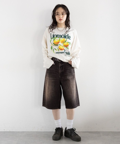 RAGEBLUE(レイジブルー)の「カモフラ/加工デニムワイドハーフパンツ(デニムパンツ・レディース・ブラック/カモフラージュ・FREE)」の13枚目の写真