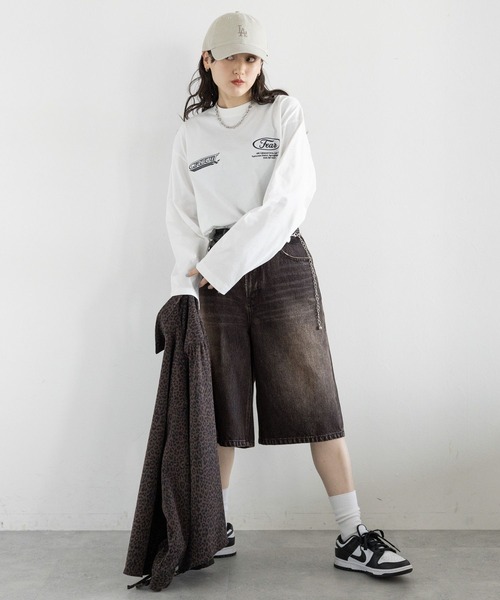 RAGEBLUE(レイジブルー)の「カモフラ/加工デニムワイドハーフパンツ(デニムパンツ・レディース・ブラック/カモフラージュ・FREE)」の12枚目の写真