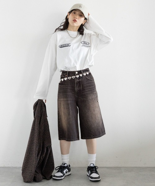 RAGEBLUE(レイジブルー)の「カモフラ/加工デニムワイドハーフパンツ(デニムパンツ・レディース・ブラック/カモフラージュ・FREE)」の11枚目の写真
