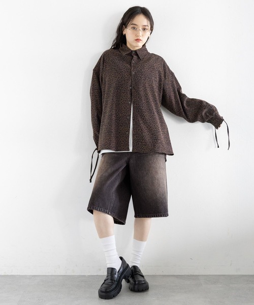 RAGEBLUE(レイジブルー)の「カモフラ/加工デニムワイドハーフパンツ(デニムパンツ・レディース・ブラック/カモフラージュ・FREE)」の7枚目の写真