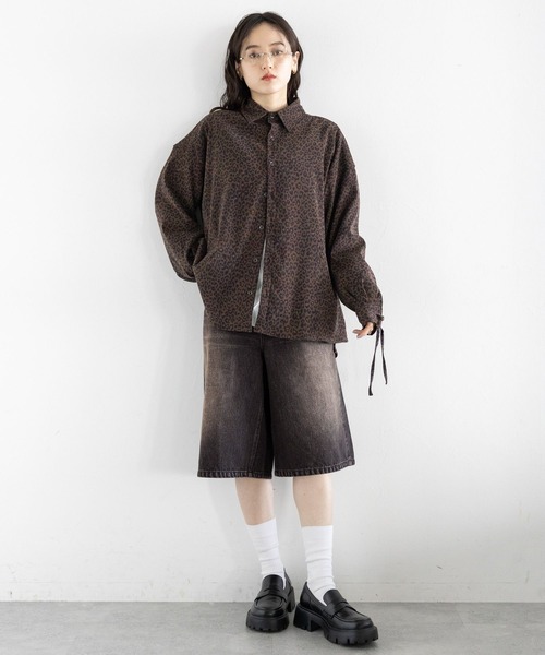 RAGEBLUE(レイジブルー)の「カモフラ/加工デニムワイドハーフパンツ(デニムパンツ・レディース・ブラック/カモフラージュ・FREE)」の6枚目の写真