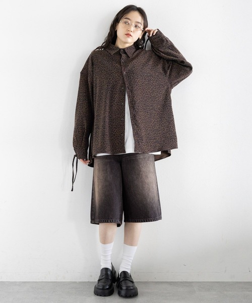 RAGEBLUE(レイジブルー)の「カモフラ/加工デニムワイドハーフパンツ(デニムパンツ・レディース・ブラック/カモフラージュ・FREE)」の5枚目の写真