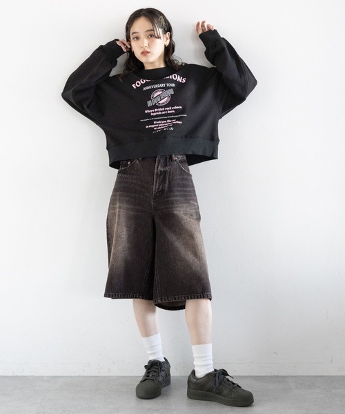 RAGEBLUE(レイジブルー)の「カモフラ/加工デニムワイドハーフパンツ(デニムパンツ・レディース・ブラック/カモフラージュ・FREE)」の3枚目の写真