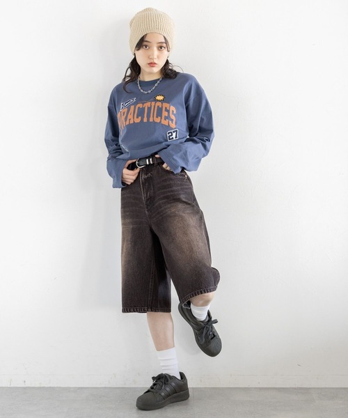 RAGEBLUE(レイジブルー)の「カモフラ/加工デニムワイドハーフパンツ(デニムパンツ・レディース・ブラック/カモフラージュ・FREE)」の16枚目の写真