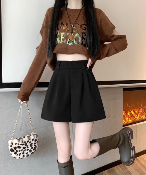 gossip!ロサンゼルス(ゴシップロサンゼルス)の「【サイズあり】フェミニンウールライクバックゴム 厚手タックシンプルカジュアルAラインショートパンツ(ベルト付)秋冬の定番アイテム)(その他パンツ・レディース・ブラック/ブラウン・M/S/L/XL)」の20枚目の写真