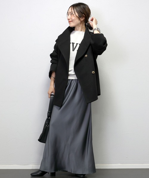 メルトンスタンドカラーミドルコート(ステンカラーコート メルトンスタンドカラーミドルコート(ステンカラーコート