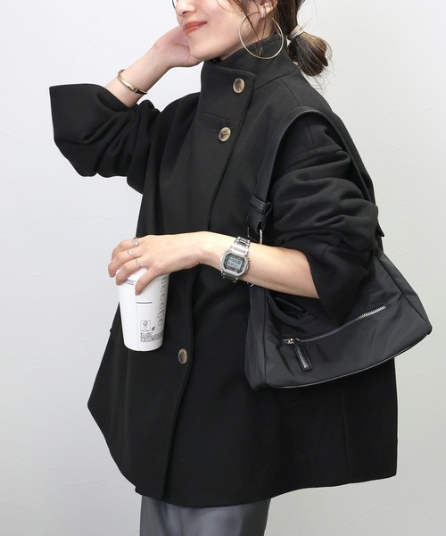 メルトンスタンドカラーミドルコート（ステンカラーコート）｜Aletta