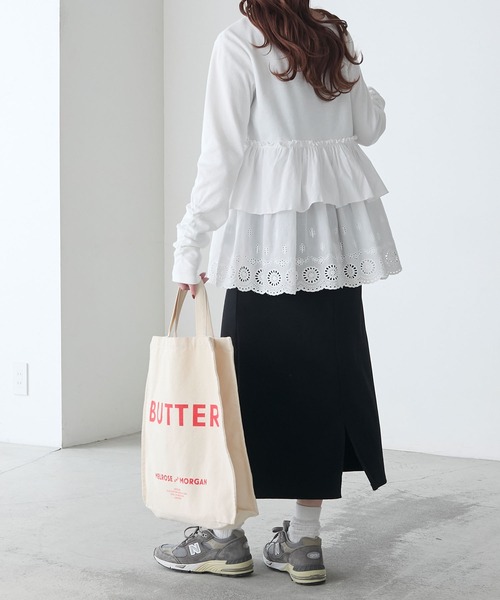 BONLECILL（ボンルシール）の「コットンボリュームレースドッキングプルオーバー（Tシャツ/カットソー・レディース・オフホワイト/ブラック/チャコールグレー・FREE）」の13枚目の写真
