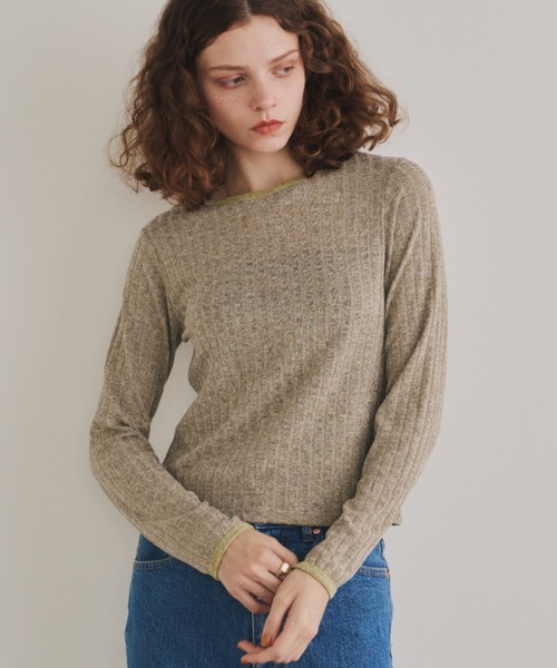 Unitage（ユニテージ）の「メランジリブリンガーCT（Tシャツ/カットソー・レディース・ベージュ/ブルー・FREE）」の13枚目の写真