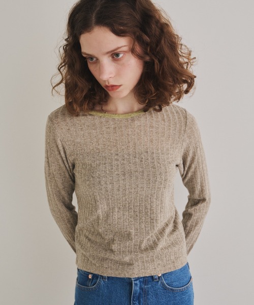 Unitage（ユニテージ）の「メランジリブリンガーCT（Tシャツ/カットソー・レディース・ベージュ/ブルー・FREE）」の12枚目の写真