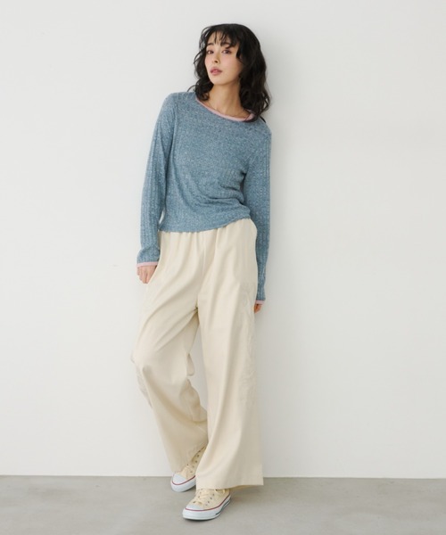 Unitage（ユニテージ）の「メランジリブリンガーCT（Tシャツ/カットソー・レディース・ベージュ/ブルー・FREE）」の8枚目の写真