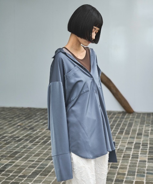 ビッグカフスサテンオーバーシャツ（シャツ/ブラウス）｜AIC