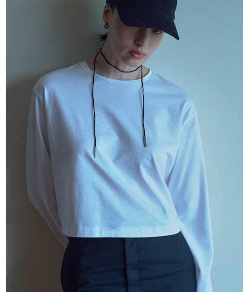 IRIS47(イリスフォーセブン)の「【IRIS 47】silky long tops/シルキー ロング トップス(Tシャツ/カットソー・レディース・ブラック/ホワイト・FREE)」の12枚目の写真