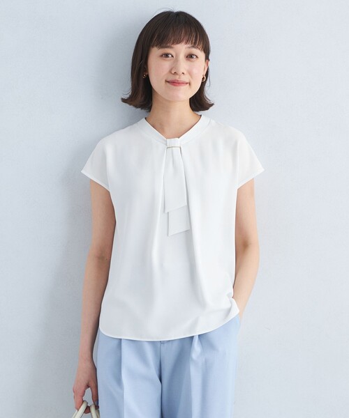 セール】チャーム ボウタイ フレンチスリーブ ブラウス（シャツ