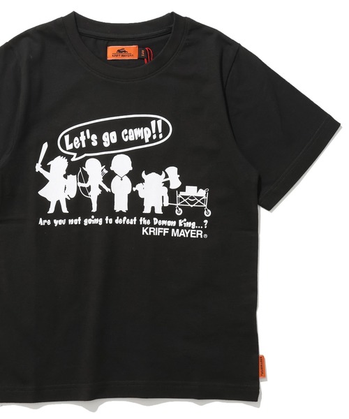 KRIFF MAYER Kid's Collection(クリフメイヤーキッズコレクション)の「【綿100%】楽LUCK-T(勇者キャンプ)(Tシャツ/カットソー・キッズ・オフホワイト/チャコール/ネイビー/ライトグリーン・120/130/140/150/160/170)」の1枚目の写真